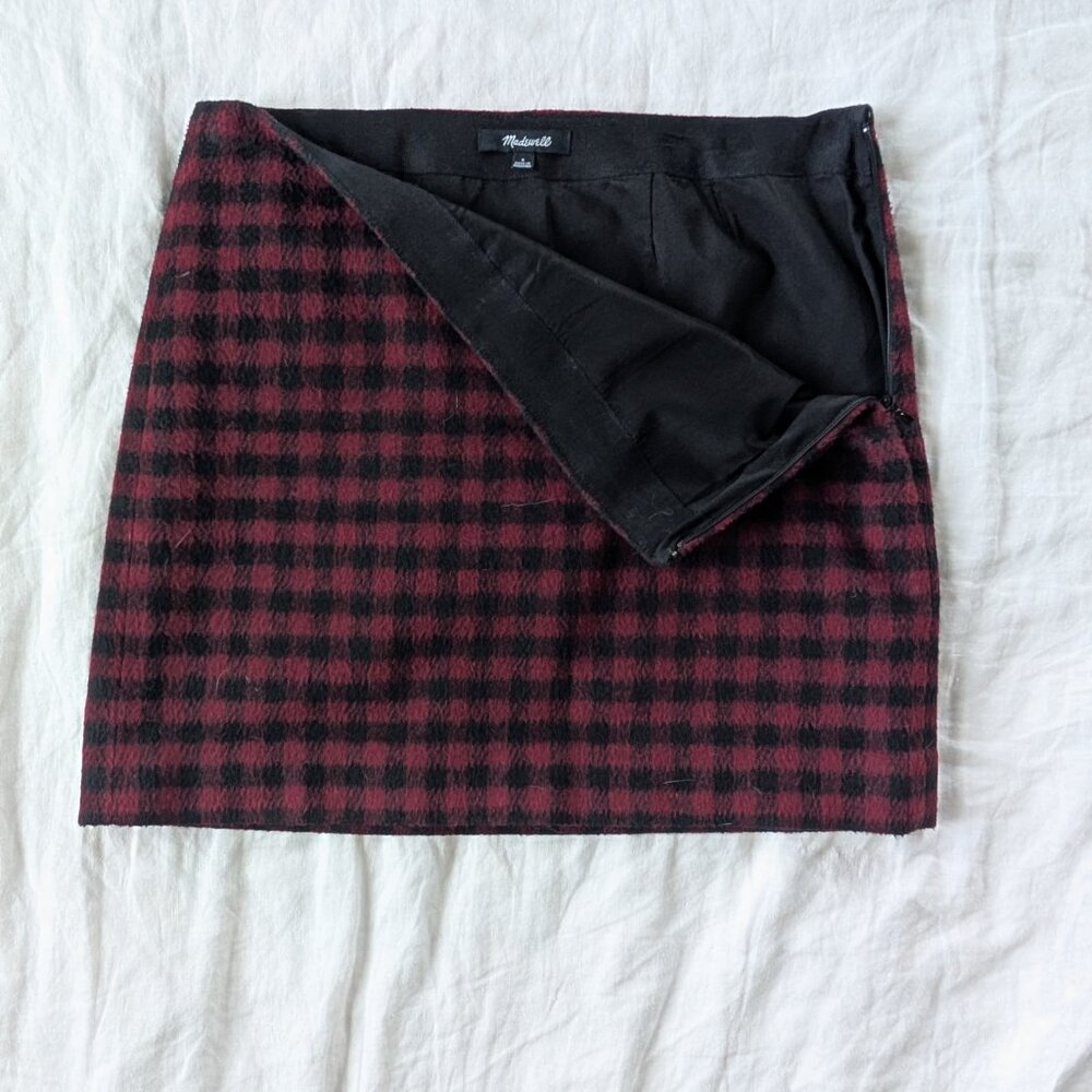 Madewell Buffalo Plaid Check Wool Blend Upstate Skirt